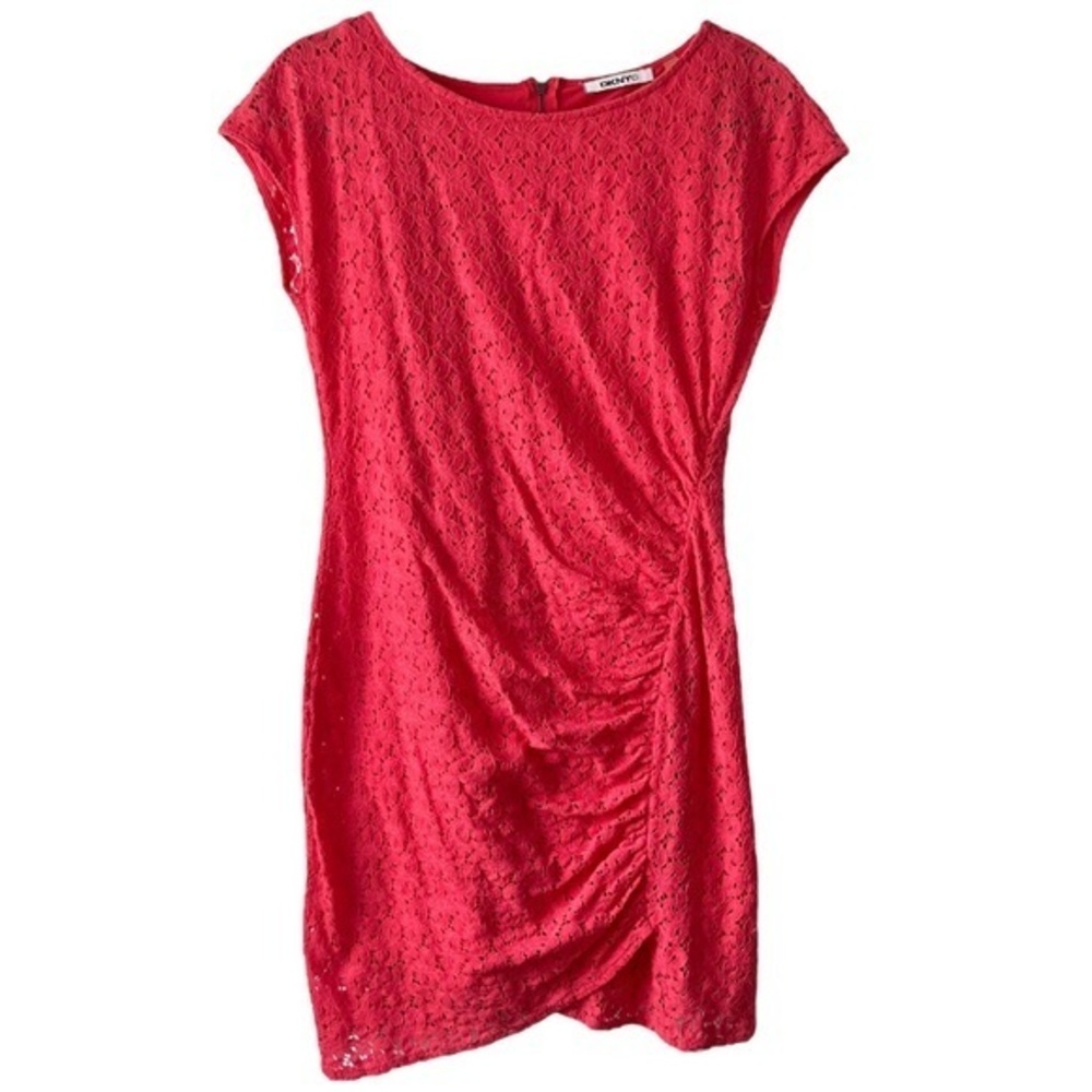 DKNYC Pink Eyelet Cap Sleeved Mini Dress   Sz‎ 8
